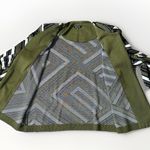 Misook  L Round Neck Knit Jacket Cardigan Green Black Contrast Trim Geometric Photo 5