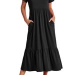 Elegant‎ Black Midi Dress Size L Photo 0