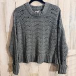 American Eagle  Women's Small  Gray Pointelle Knit Sweater Soft Cozy Boho Style Photo 0