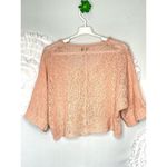 Wooden Ships Pink Cropped Loose Weave Sweater Size S/M Dolman Sleeve V Neck Photo 4