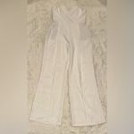 NWOT NADINE MERABI Vanessa Strapless Belted Crepe Flare White Jumpsuit sz 10 Photo 3