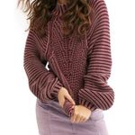 Free People  Sweetheart Mock Neck Sweater Chunky Knit Garnet Grotto Women’s Small Photo 0