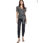 Jason Wu  Top Blouse Puff Sleeve Floral Tie Belted Chiffon Raw Edge Silk Size‎ 2 Photo 5