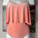 San Julian Light Peach Orange Ruffle Flounce Tank Top Bodysuit Sz Large Stretch Photo 0