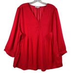 Carolina belle  Red Polka Dot V Neck Button Front Tunic Top Blouse Women Plus Photo 0