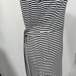 Merokeety Elegant Black and White Striped Dress Photo 3