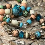 Multicolor Beaded Stretch Triple Bracelet Set Blue Photo 3
