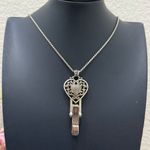 Brighton Reno Heart Badge Clip Necklace Pendant Swarovski 32”-34” Necklace 38g. Photo 11