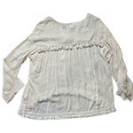 Surf Gypsy  Floral Embroidery Blush Fringe Crop Blouse Sz Small Photo 1