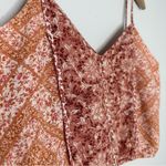 American Eagle 100% Cotton/Linen Boho Floral Crop Top Sz M Peach/Pink Peasant Photo 1