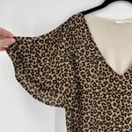 Dear Apple‎ Leopard Print Dress V Neck Short Sleeve Casual Tan Brown Size Large Photo 5