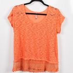 Wall Flower Orange Knit Lace Trim Top Photo 0