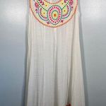 Global Desi Boho Neon Embroidered White Shift Dress XXL Made in India Photo 0