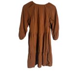 Mango Falcon Rust Orange Ruched V-Neck 3/4 Sleeve Tiered A-Line Mini Dress 2 Photo 6