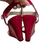 Stuart Weitzman NEW RED PATENT LEATHER WEDGE ANKLE STRAP SANDAL SHOES 7.5 Photo 5