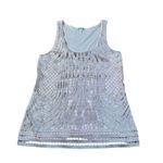 EXPRESS Elegant Lace Overlay Tank Top with Art Deco Pattern Gray Small Photo 1