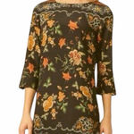 Desigual  Floral Shift Dress 3/4 sleeves black mini Boho size small (38) Photo 0