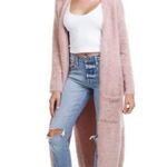 BB Dakota Pink Lovefool Eyelash Duster Open Front Long Cardigan Sweater evereve Photo 0