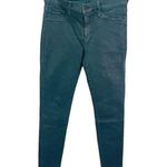 Hudson Jeans Hudson Mid Rise Nico Super Skinny Jeans Women 27 Teal Blue Animal Print Coated Photo 1