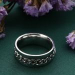 Unisex Silver Spinning Chain Ring Photo 2