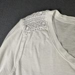 Lauren Ralph Lauren Shirt Womens Large White Button Henley 3/4 Sleeve Crochet Photo 6