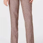 J.Jill  Love Linen Pull-On Slim Leg Pants Elastic Waist Pocket Brown Size M Photo 0