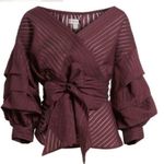 Chelsea28  burgundy Color
Stripe Wrap Blouse Size XS Photo 1