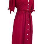 Double D Button Down Short Sleeve Midi Dress Cottagecore Photo 6