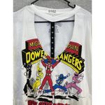 Power Rangers Women's Blouse Cut Out Front Short Sleeve Size 1X White Graphic T Photo 2