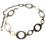 H.I.P. Vintage Silver Pewter Gold Tone Metal Chain Belt One Size Photo 12