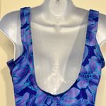 Maxine of Hollywood Vintage  Blue Teal Florals Swimsuit Size 12 EUC #1483 Photo 3