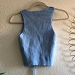 Baby blue v neck sweater vest with drawstring ruching effect Size M Photo 2
