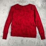 Athleta  Shirt Red Coaster Luxe Floral Print Pullover Sweatshirt Thumb Hole Small Photo 2