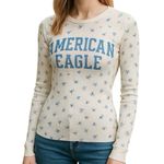 American Eagle  Outfitters Womens XS Top Floral Thermal Waffle Knit Long Sleeve Photo 0