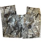 IMAN Easywear Pants SZ LG Brown Gold Trim Paisley Slinky Wide Leg Elastic Waist Photo 2