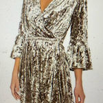 L'Agence Riley Velvet Tie Wrap Dress Mink, Size Medium Photo 0