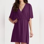 Alice + Olivia  Women's‎ Chiffon Silk Plum Purple Wrap Dress size Small Flutter Photo 7