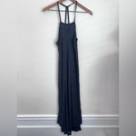 Free People  beach black speckled tank midi dress side slits lightweight Flax Lin Photo 2