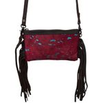 American Darling Western Crossbody Shoulder Red Cowhair Leather Fringe Photo 2