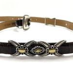 Brighton Belt #40388 Brown Leather Silver Gold Buckle Croc Embossed Size 30 Med Photo 2