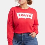Levi's  retro women's size large red white classic crewneck sweatshirt longsleeve Photo 0