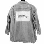 Modern Romantic Distressed Light Gray Denim Button Up LS Shirt One Size fits M/L Photo 1