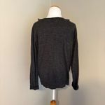 Eddie Bauer  Gray Cotton Cardigan Sweater‎ Ruffle Front Long Sleeve Large Photo 1