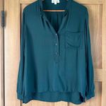 Anthropologie Cloth & Stone Emerald Green Long Sleeve Button Blouse Women’s XS Photo 0