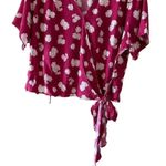Lush Clothing Lush Ranya Faux Unlined Floral Burgundy Berry Cream White Wrap Cropped XXL #1896 Photo 2
