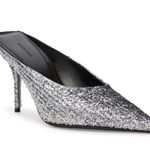 Balenciaga Knife Glitter High Heel Mules in Silver Titanium Size 36 New in Box Photo 14