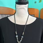 DKNY Black Long Sleeve Top with Necklace Photo 1