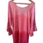 Bali Designs Ombre Quarter Bell Sleeve Lace Trim Kaftan Cover Up Dress S Pink Photo 0