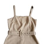 Pull & Bear  Tan Gingham Belted Mini Dress size Medium Photo 2