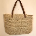 INC  Summer Straw Tote Palm Leaves Photo 3